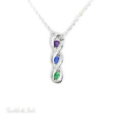 Personalized 3 Stone Vertical Twist Mother S Family Birthstone Pendant Necklace Sparkle Jade Birthstone Pendant Silver Necklace Set Turquoise Stone Jewelry