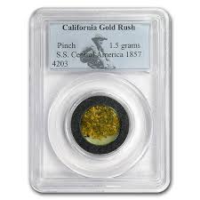 Lowest price on the net. Buy 1857 California Gold Rush Pinch Of Gold Flakes 1 5 Grams Pcgs Apmex