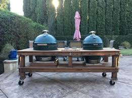 Standard Double Table Wood By Dana Grill Table Kamado Grill Table Big Green Egg Table