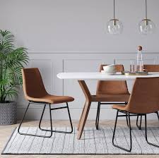Bowden Faux Leather And Metal Dining Chair Caramel Project 62 Metal Dining Chairs Dining Chairs Molded Chair