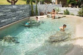 Swiss Spa Pool Ein Strand Im Garten Egli Jona Ag Terrassenideen Gestaltung Gartenideen Gartendesign In 2020 Spa Pool Beach Entry Pool Pool