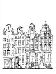 Architecture Black And White Building Drawing All The Lovely Things Amsterdam Houses House Illustration Drawings