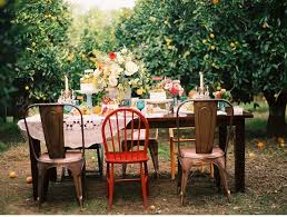 Borrow Mismatched Chairs From Friends And Family I Ll Paint Mine Outdoor Dinner Outdoor Dinner Parties Shabby Chic Table