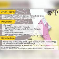 Informasi loker cleaning service hotel 2020. Lowongan Kerja Dinas Ketenagakerjaan Kota Makassar Facebook