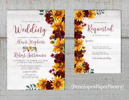 Rustic Sunflower Wedding Invitationsunflowersburgundy Etsy In 2020 Rustic Sunflower Wedding Sunflower Wedding Invitations Fall Wedding Invitations