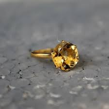 Natural Citrine Gemstone Gold Ring Gold Gemstone Ring Yellow Stone Rings Natural Gemstone Ring