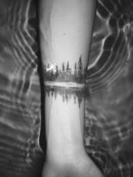 Tree Line Reflection Tattoo Tree Tattoo Arm Arm Tattoos For Guys Reflection Tattoo