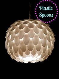 Plastic Spoon Round Hanging Light Shade Upcycled Eco Friendly Lighting Ceiling Light Plastic Spoons Plastic Spoon Art Diy Shades