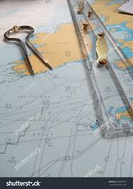 Old Style Navigational Chart Instruments These Stock Photo