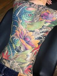 Màu xanh lá cây thể hiện. Hinh XÄƒm Ca Chep Kin LÆ°ng Ä'áº¹p Tattoo Ca Chep Full LÆ°ng