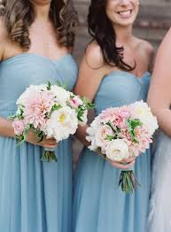 Beautiful delicate blues and pinks make up this gorgeous hand tiedbouquet of hydrangea, lifelike polyfoam roses. Blue Wedding Light Blue Bridesmaid Dresses Ivory And Pastel Pink Bouquets Colorsbridesmaid