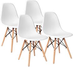 Giantex dsw chairs, pre assembled mid century modern dining chairs, with wood legs, armless kitchen chairs, shell lounge plastic side chair kitchen, dining room, living room, set of 2, white. Amazon Com Victone Pre Assembled Mid Century Modern Style Dining Chair Dsw Shell Plastic Chair Kitchen Dining Living Room Side Chairs Set Of 4 White Chairs