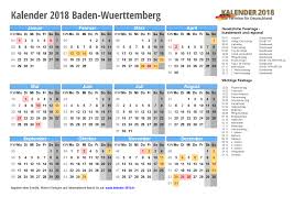 Durch die farbliche hervorhebung der feiertage. Kalender 2018 Baden Wurttemberg Zum Ausdrucken Kalender 2018