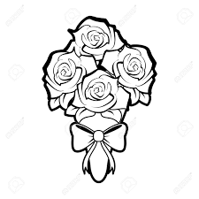 A bouquet of white flowers in a bucket, on the white table. Sketch Silhouette Image Wedding Bouquet Of Roses Vector Illustration Royalty Free Cliparts Vectors And Stock Illustration Image 78352059