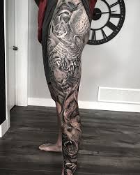 A Few Progress Shots On Warreng44 S Leg Tattooed With Bishoprotary Worldfamousink Mithramfg Leg Tattoo Men Leg Sleeve Tattoo Full Leg Tattoos