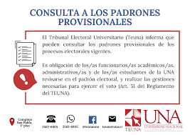 Dónde retiro mi tarjeta alimentar. Tribunal Electoral De La Universidad Nacional Teuna Circular Una Teuna Circ 12 2021 Para Comunidad Universitaria Asunto Consulta A Los Padrones Provisionales Seccion Regional Huetar Norte Y Caribe Campus Sarapiqui Escuela De Economia Escuela