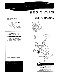 Make sure that all parts of the exercise cycle are properly tightened. Proform 920 S Ekg 831 280170 User Manual Pdf Download Manualslib
