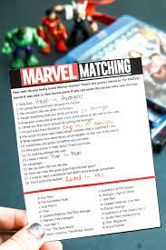 It's like the trivia that plays before the movie starts at the theater, but waaaaaaay longer. Marvel Movie Quotes Matching Game Free Printable Play Party Plan