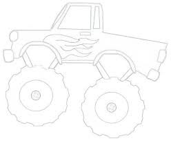 Truck Line Drawing Monster Truck With Flames Monster Truck Drawing Monster Trucks Art Drawings For Kids