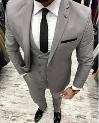 Black 3 Piece Suit Mens Solid Gray Three Piece Suit With Black Tie Wedding Weddings Groomsmen Bespoke Menstyle Menswear Gentl Suit Fashion Mens Fashion Suits Wedding Suits Men