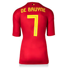 Kevin de bruyne has returned to team training for belgium as he prepares to recover from a fractured nose and eye socket. Kevin De Bruyne Back Signed Belgium 2018 Home Shirt Autograph Jersey Ebay