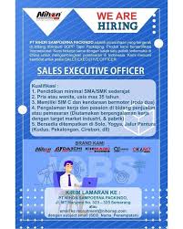 Lowongan kerja bumn juni 2021 s1 di pt len rekaprima semesta. Lowongan Kerja Sales Executive Officer Pt Nihon Sampoerna Packindo Info Loker Solo