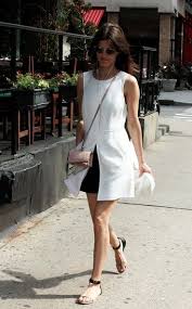 White Mini Dress And Black Shorts With Flat Sandals Hanneli Fashion Fashion Looks Office Outfits