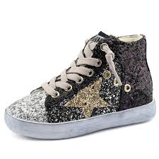 2019 Children Boy Brand Glitter High Top Sneaker Baby Girl Fashion Trainer Toddler Pu Leather Sequins Shoe F1701
