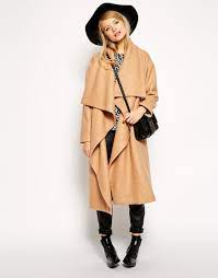To achieve this cool and easy look, just pair it with an oversize sweater. Asos Oversized Coat With Waterfall Drape In Camel Natural Lyst