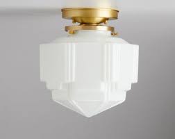 This flush mount ceiling light includes 3 x 40w incandescent bulbs (sold separately) in its glass cover. Art Deco Flush Mount Etsy