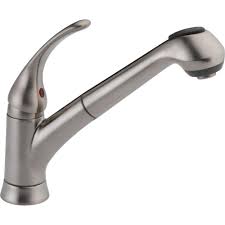 Repair your faucet sprayer with lowe's. Delta Foundations Single Handle Pull Out Sprayer Kitchen Faucet In Stainless B4310lf Ss The Home Depot