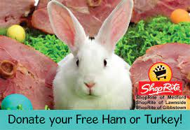 But free hams at easter?a shoprite store here that is part of the wakefern food corp., elizabeth, n.j., offered customers a free ham this season for a minimum purchase. Shoprite If You Have Earned You Free Holiday Item But Do Facebook