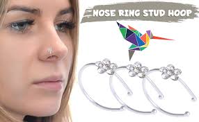 Amazon.com: Kuyiuif Small Thin Flower Clear Crystal Nose Ring Stud  Hoop-Sparkly Crystal Nose Ring : Clothing, Shoes & Jewelry