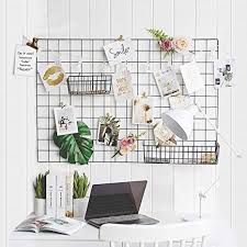 Amazon Com Gbyan Grid Wall Panel Decorative Iron Rack Clip Photo Holder Painted Wire Photograph Hanging Pict Photo Wall Decor Hanging Pictures Hanging Photos