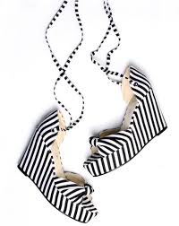 Black And White Striped Shoes High On Stripes Oh Joy Striped Wedges Stripes Me Too Shoes