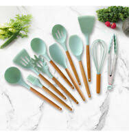 Kitchen accessories set bamboo handle plastic. Kitchen Utensil Set Silicone Cooking Utensils Bamboo Kitchen Utensil Set 860091002556 Ebay