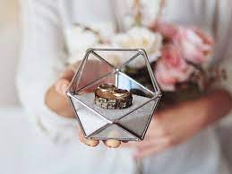 Geometric Glass Ring Bearer Box Wedding Ring Box Wedding Ring Box Glass Geometric Terrarium Wedding