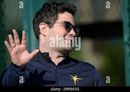 Sanford Sternberg, son of Tampa Bay Rays principal owner Stuart Sternberg,  watches players work out