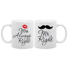 All mugs are made to order and we do not hold any stock of finished mugs, so you can rest assured that any mug you order has been printed specifically for your. Coffee Mug Set Mrs Always Right Mr Right Funny Gift 11oz Walmart Com Walmart Com