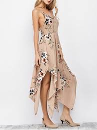 Floral Maxi Handkerchief Casual Slip Dress Apricot S Floral Maxi Dress Combo Dress Maxi Dress