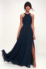 Picture Perfect Navy Blue Lace Maxi Dress