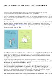 A greeting card business sells greeting cards to customers. How For Connecting With Buyers With Greeting Cards