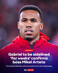 Mikel Arteta confirms Gabriel will be out 'for weeks' after an injury  suffered in Brazil's 2-0 friendly win over Senegal 🚨