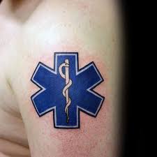 Paramedic Star Of Life Guys Upper Arm Tattoo Medical Tattoo Ems Tattoos Tattoo Designs Men