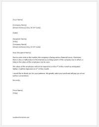 Use notification letter format to write a personalized letter to inform employee of your company about change in working location. Salary Delay Announcement Letters To Employees Word Excel Templates