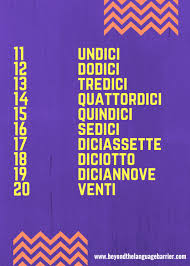The Numbers In Italian From 11 To 20 Italian Words Italian Language Learning Italian Language