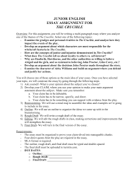 The writer in the process of for example you might be doing a survey of the literature, reviewing aspects of either tv you can expect to modify your outline throughout the writing of the rough draft, as you discover new. The Crucible Essay