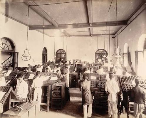 File:News composing room in The Times of India office in Bombay, November 1898.jpg - Wikimedia Commons