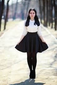 Black And White Autumn Fashion Women Fall Outfits Fashion Black Tights Outfit