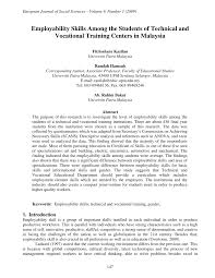 Technical and vocational (technical, vocational or skills training stream). Pdf Employability Skills Among The Students Of Technical And Vocational Training Centers In Malaysia
